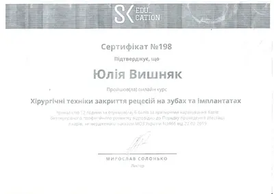 Вишняк Юлія Леонідівна сертифікат №4