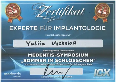 Vyshniak Yuliia Leonidivna certificate #19