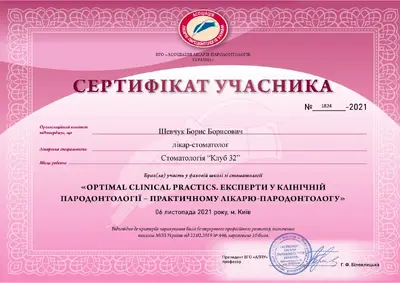 Shevchuk Borys Borysovych certificate #2