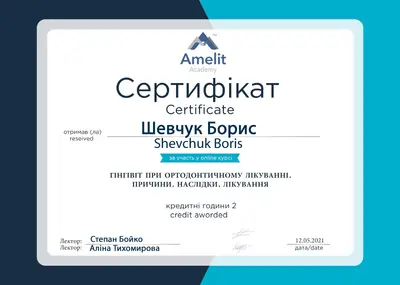 Shevchuk Borys Borysovych certificate #6