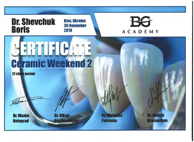 Shevchuk Borys Borysovych certificate #18