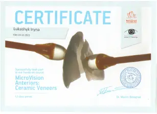 Lukashyk Iryna Stepanivna certificate #27