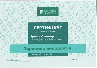 Smoliar Iryna Valeriivna certificate #3