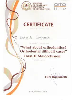 Babchuk Yevheniia Oleksandrivna certificate #18