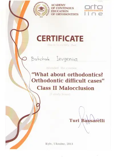 Babchuk Yevheniia Oleksandrivna certificate #18