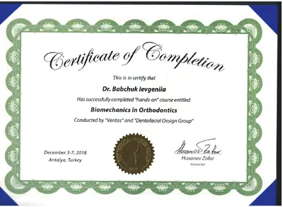 Babchuk Yevheniia Oleksandrivna certificate #26