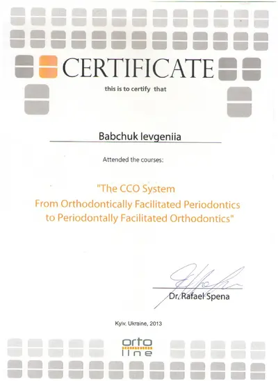 Babchuk Yevheniia Oleksandrivna certificate #27