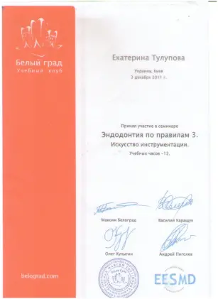 Тулупова Екатерина Евгеньевна сертификат №12